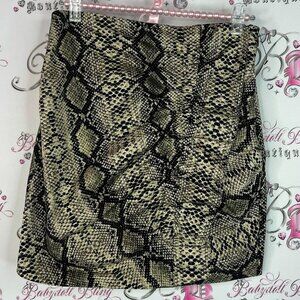 Zara skirt snake print pencil mini Black and Tan Snakeskin Mini Skirt